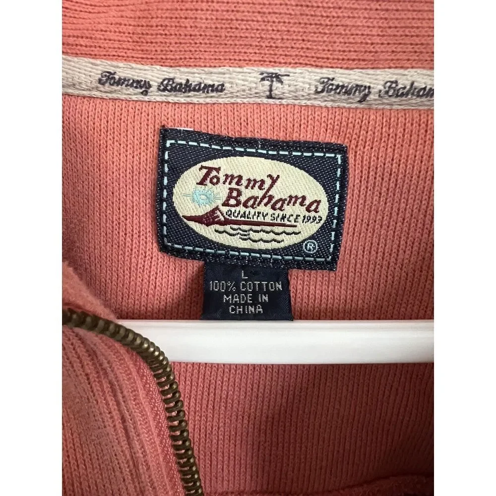 Tommy Bahama Mens L Cotton Half Zip Long Sleeve‎ Pullover